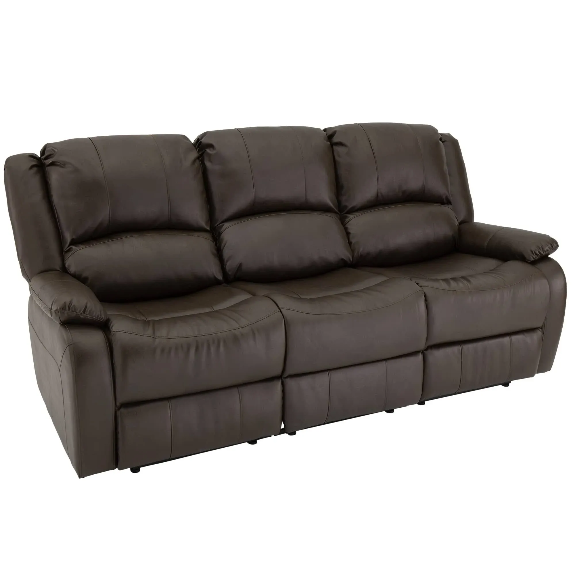 RecPro Charles 80&#034; Triple RV Zero Wall Recliner Sofa with Drop Console Chestnut