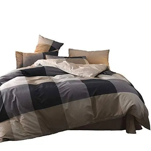 Plaid Twin Duvet Cover 100% Cotton 3 Pieces Buffalo Plaid Twin Bedding Vintage S