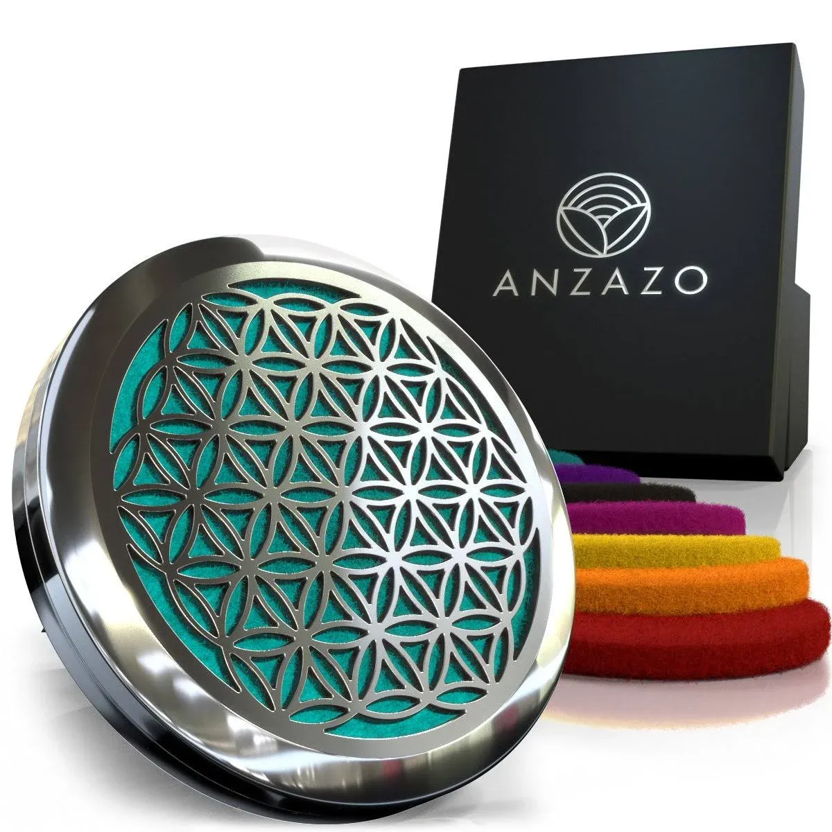 Anzazo Car Essential Oil Diffuser 1.5" Magnetic Locket Set with Air Vent Clip