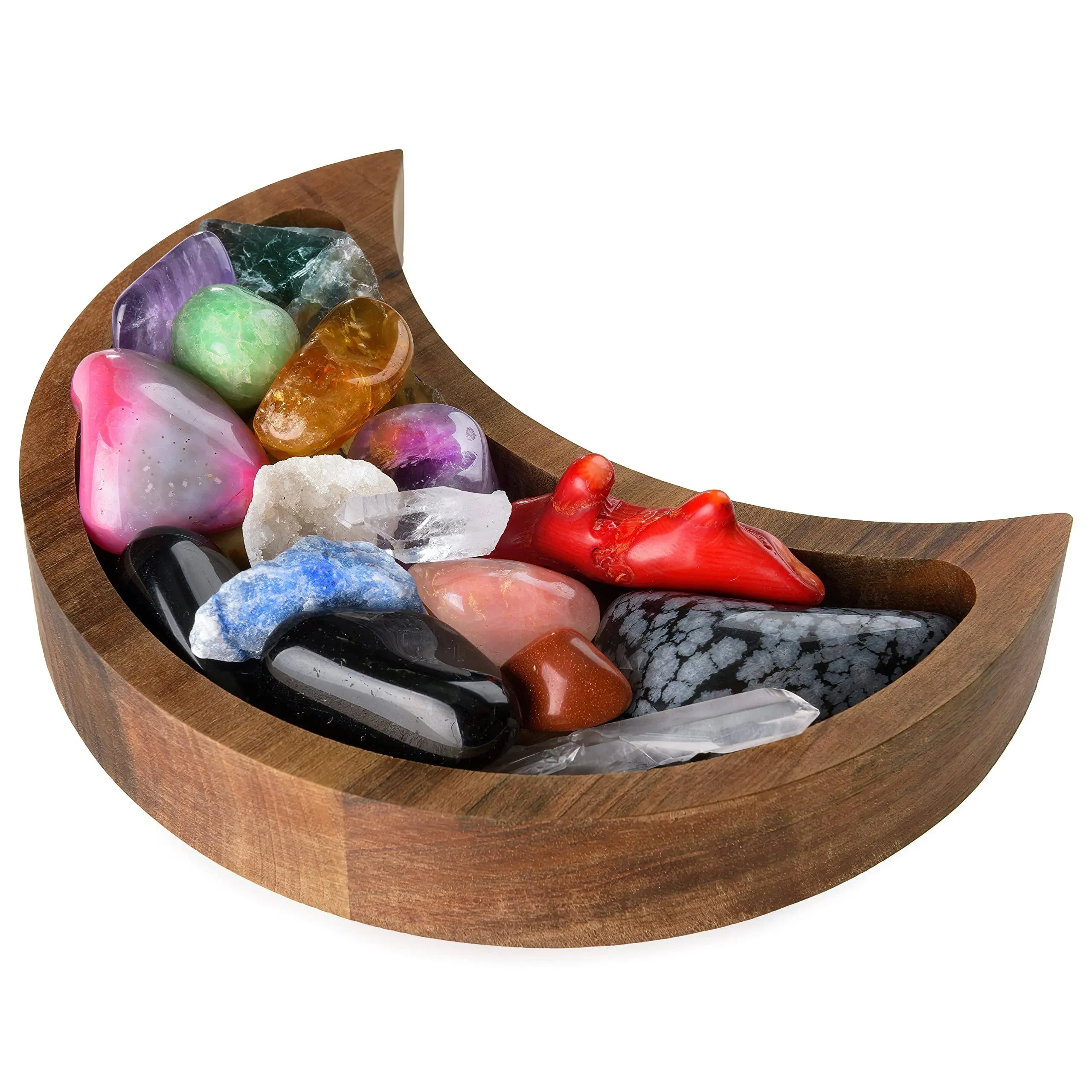 Curawood Crescent Moon Tray - Crystal Tray Display for Moon Stones & Essential ...