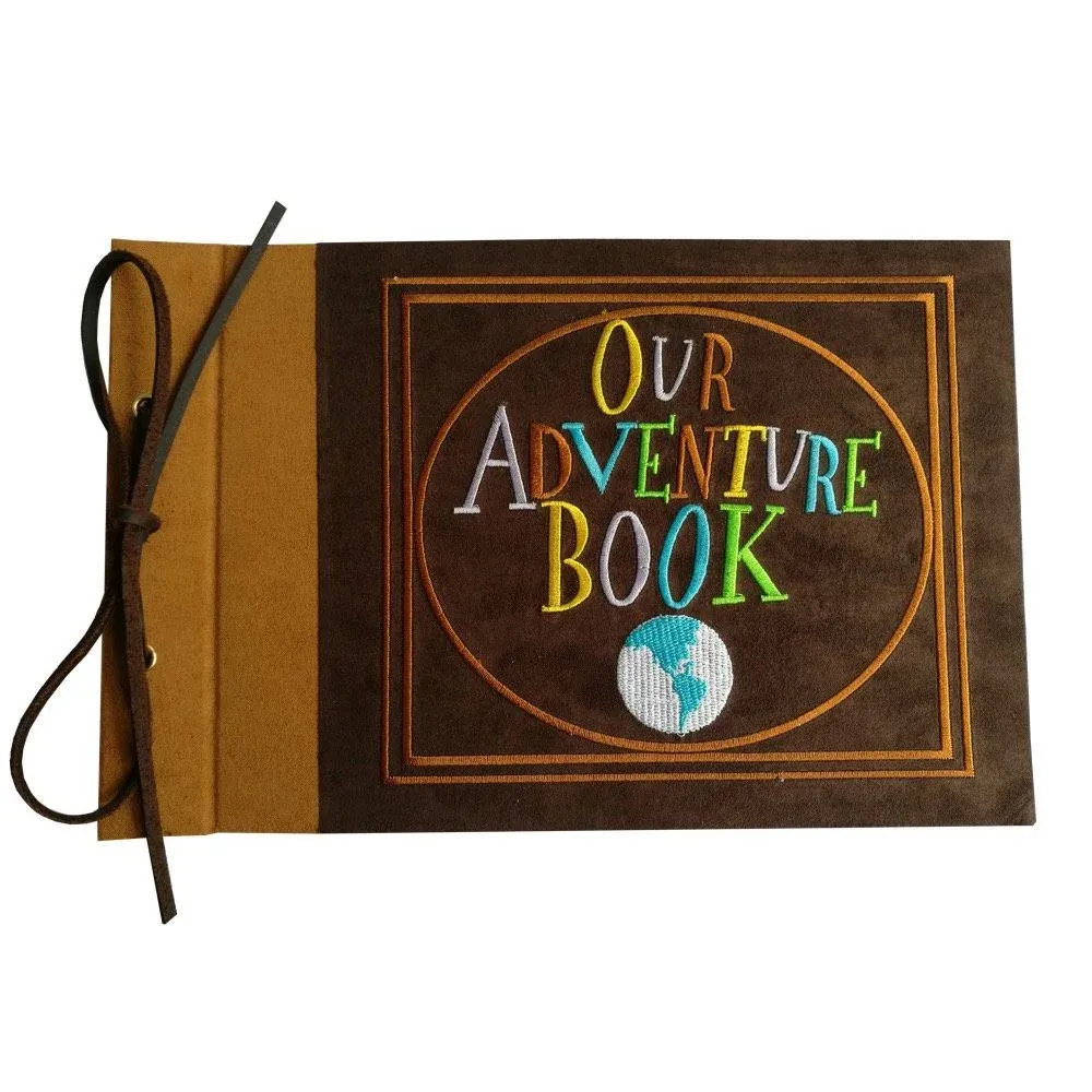 LINKEDWIN Embroidered Our Adventure Book, Suede Hardcover Scrapbook with Pixar Up ...