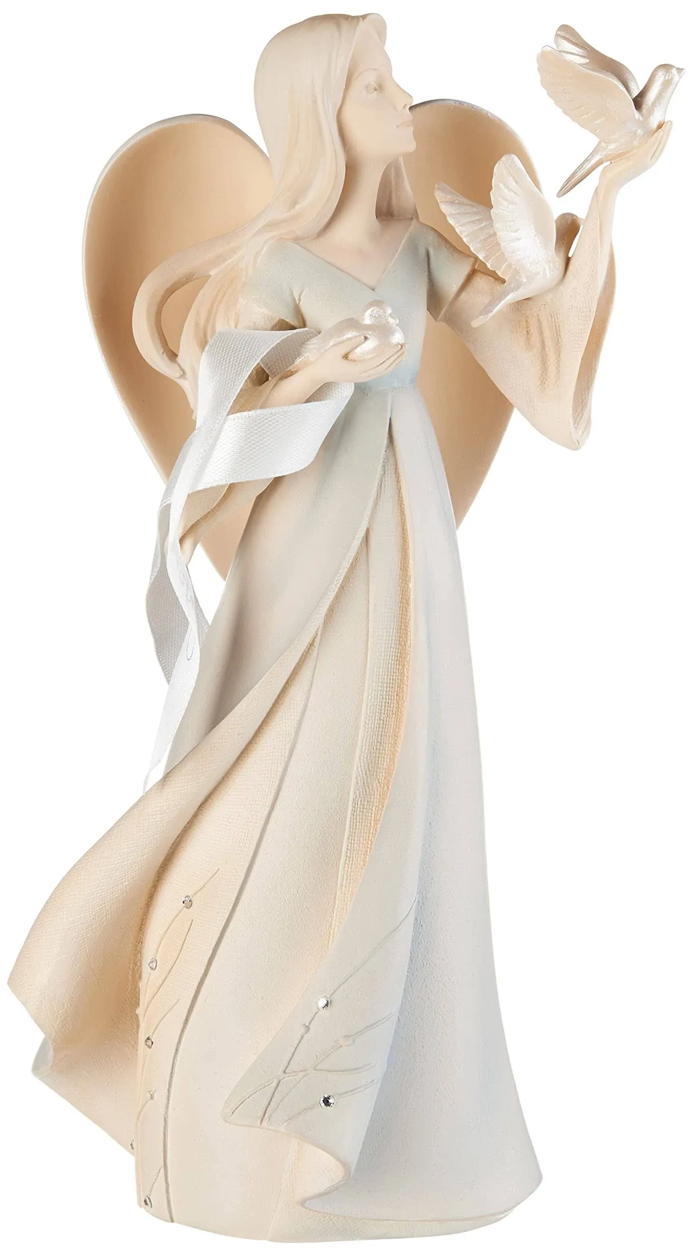 Enesco Foundations Collection Comfort Angel Releasing Doves Bereavement Figurine- Resin Hand Painted Collectible Decorative Angels Figurines Home Decor Memorial Statue, 9 Inch