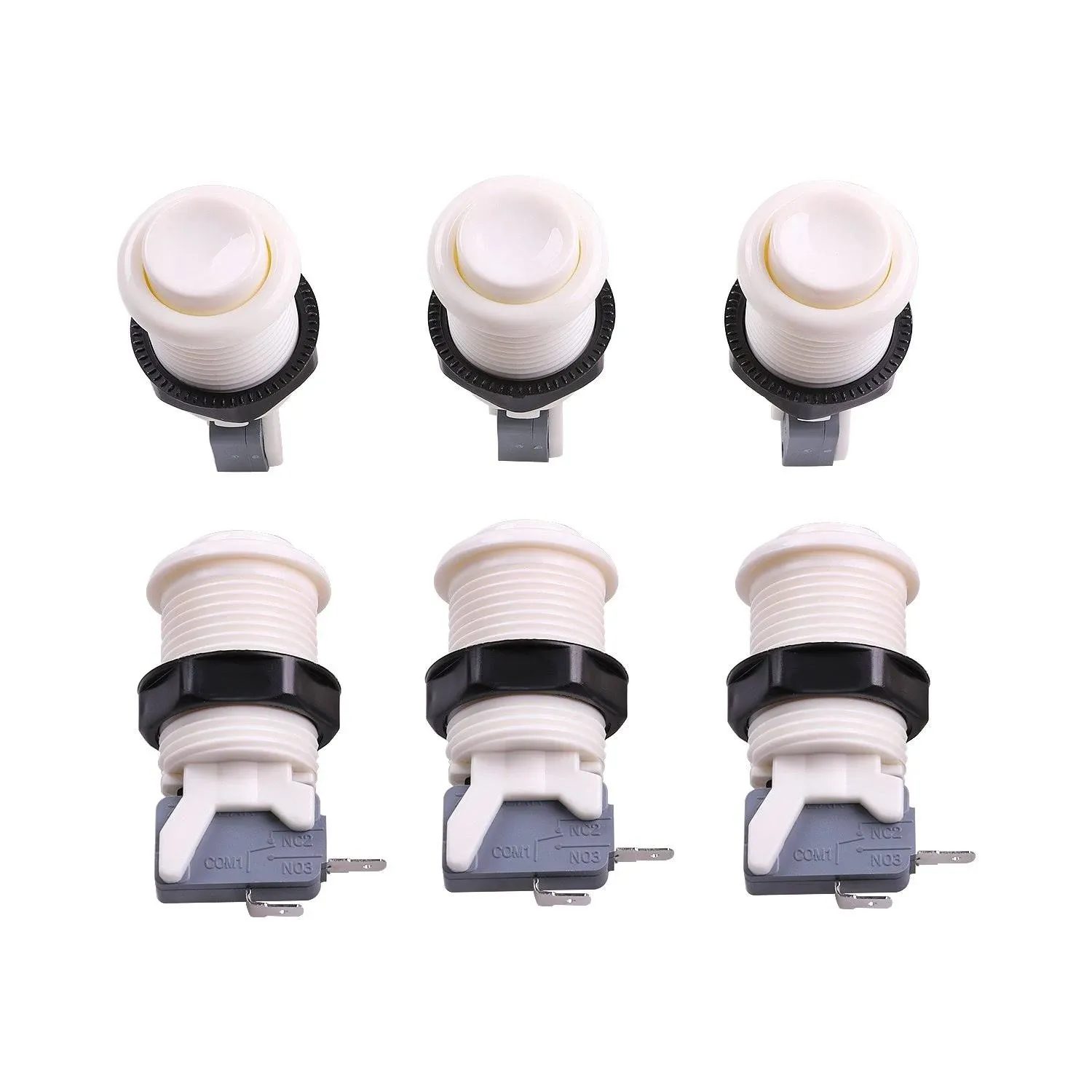 Easyget 6 Piece Happ Type Standard Arcade Push Button with Microswitch for Mame ...