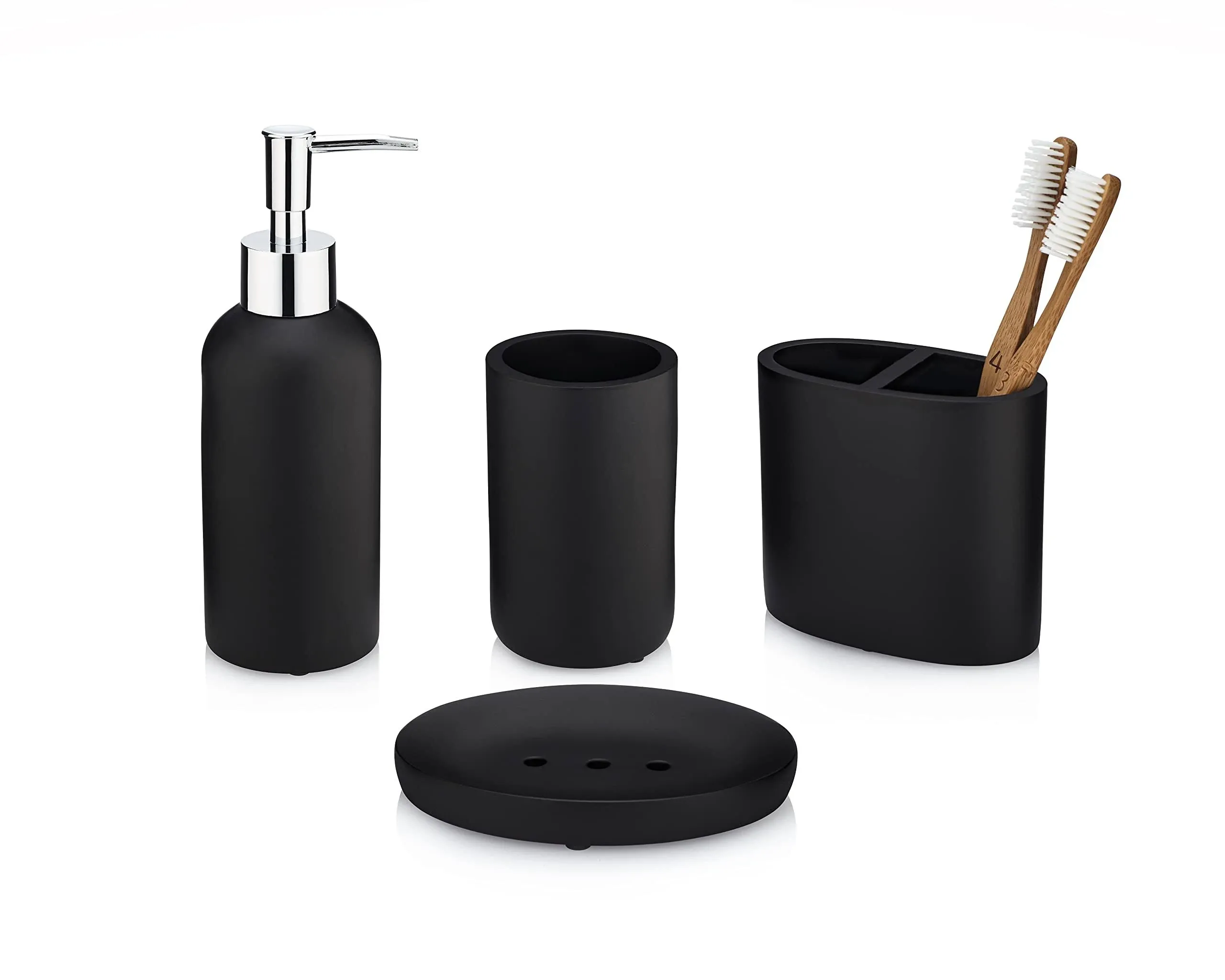 Essentra Home Matte Black Collection 4-Piece Bathroom Accessory Set. Includes ...