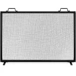 Best Choice Products 38x27in Single Panel Fireplace Screen Handcrafted Steel Mesh Spark Guard w/ Handles - Black