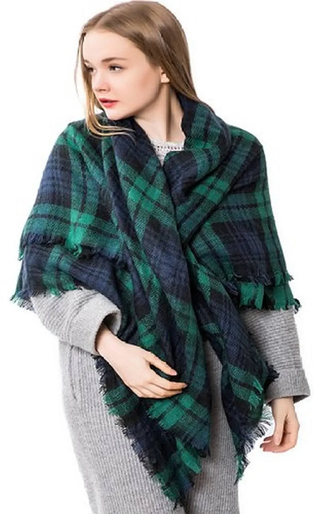 Dimore Trendy Plaid Blanket Scarf Women Big Oversized Long Scarves Warm Winter ...