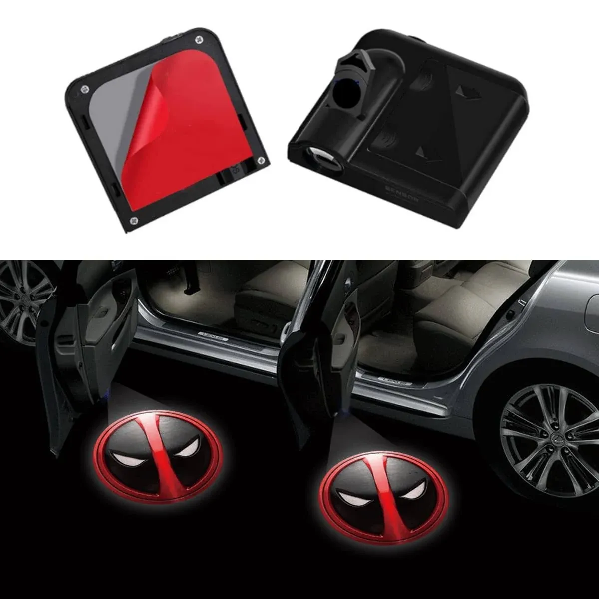 Fit Deadpool Car Door Light Logo Projector HD Ghost Shadow Welcome Light 2pcs Car ...