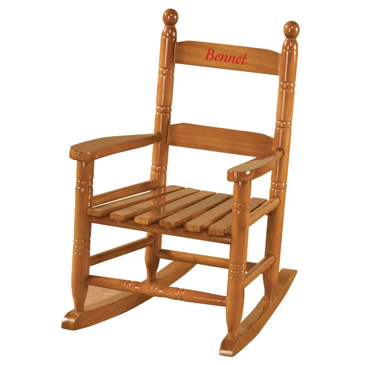 Miles Kimball Personalized Child's Natural Rocker -Wood, Black Font