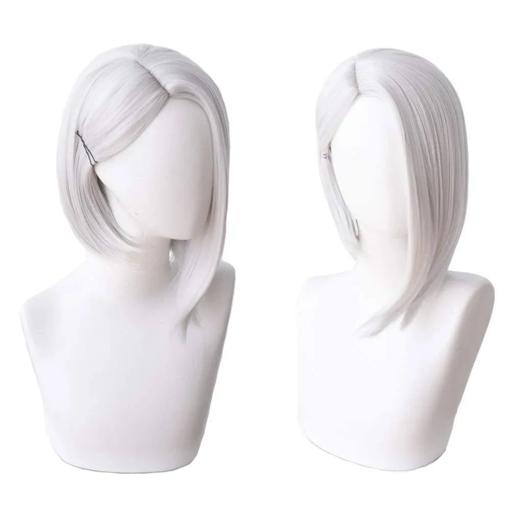 Women&#039;s Short Straight Cosplay Wig Silver White Cosplay Wig Halloween Wig for...