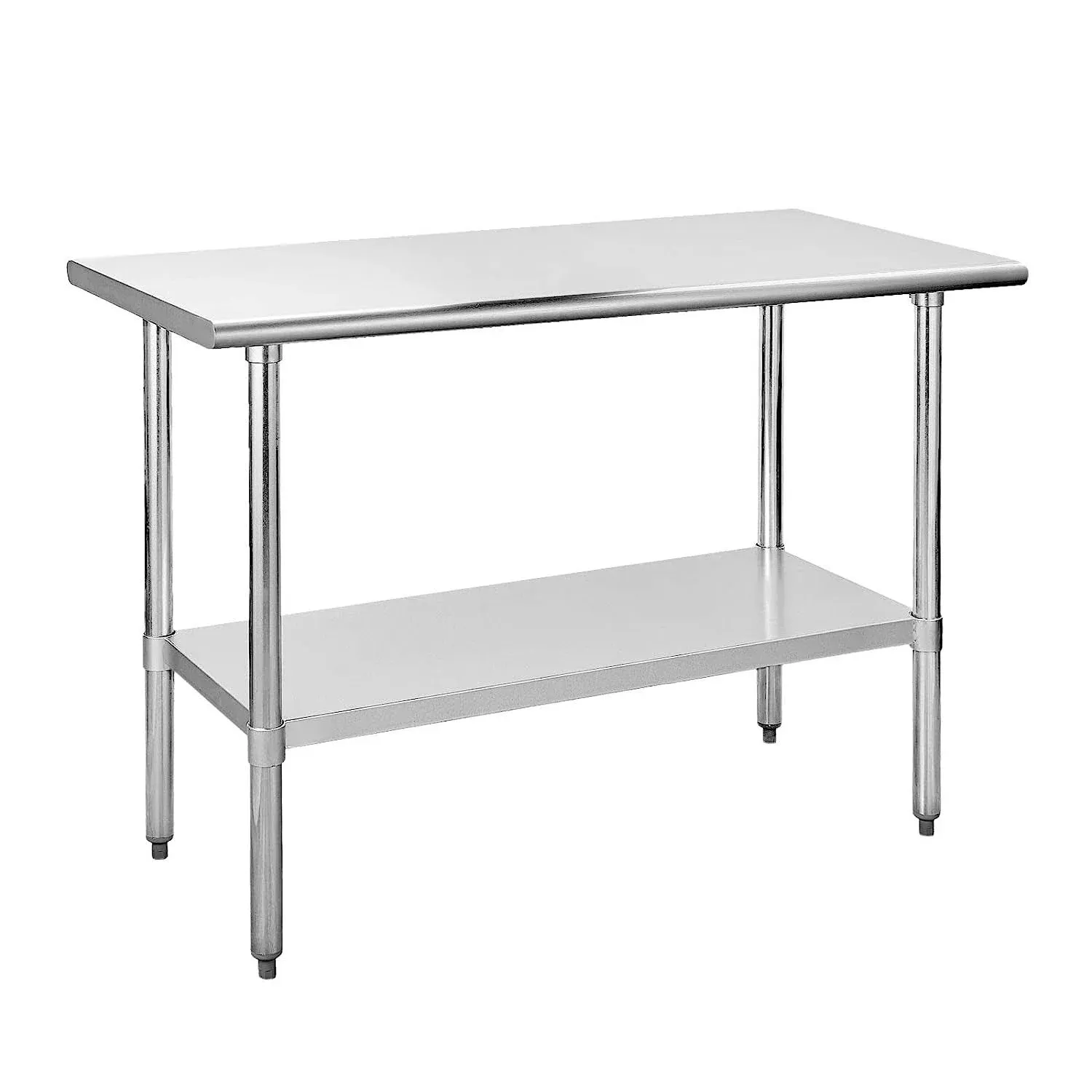 Rockpoint Stainless Steel Table for Prep & Work 48x24 Inches, NSF Metal Commercial Kitchen Table with Adjustable Under Shelf and Table Foot for