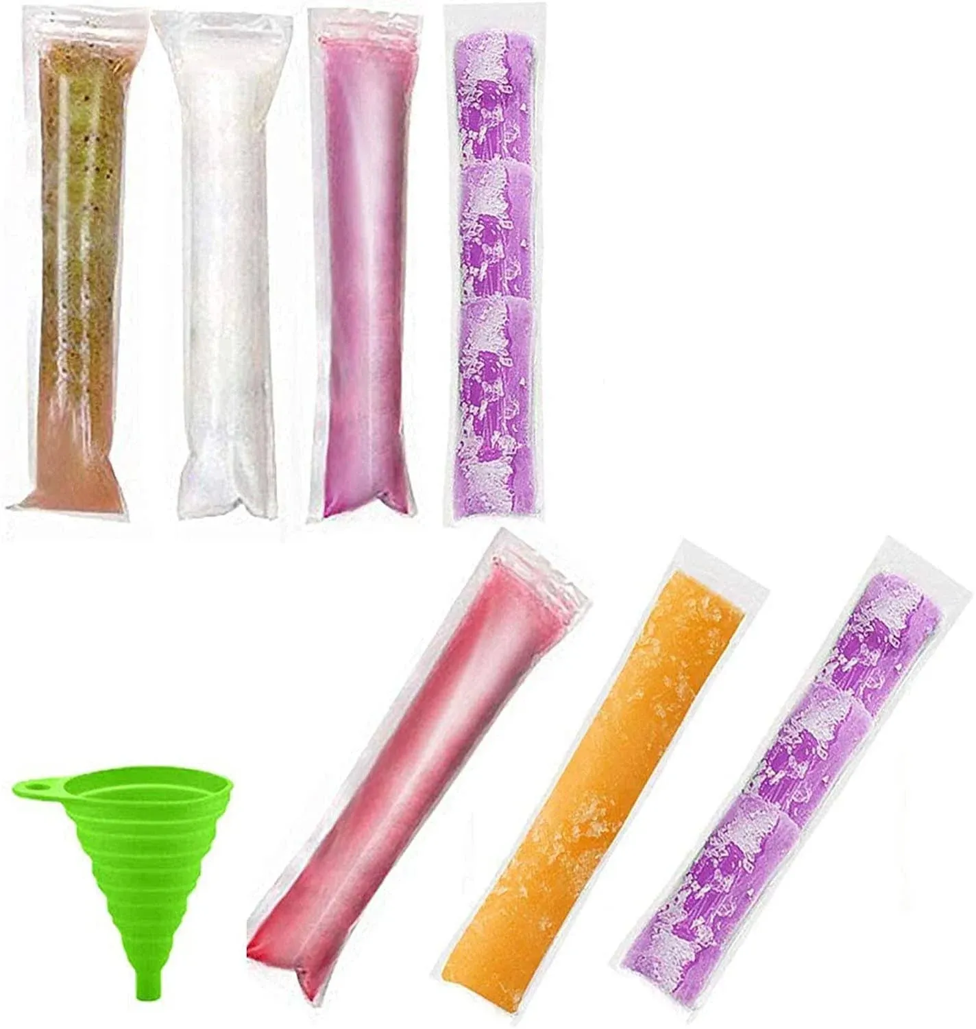 Popsicle Molds Bags 50 Pack Diy Disposable Ice Pop Bags With Silicone Funnel 50