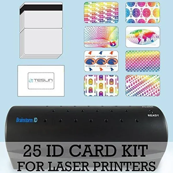 Brainstorm ID 25 ID Card Kit - Laminator, Laser Teslin, Butterfly Pouches, and ...