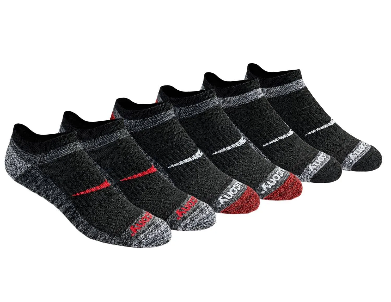 Saucony Men's RunDry Bolt Performance No-Show Socks, Available in M-XXL (6, 12, 18 Pairs)