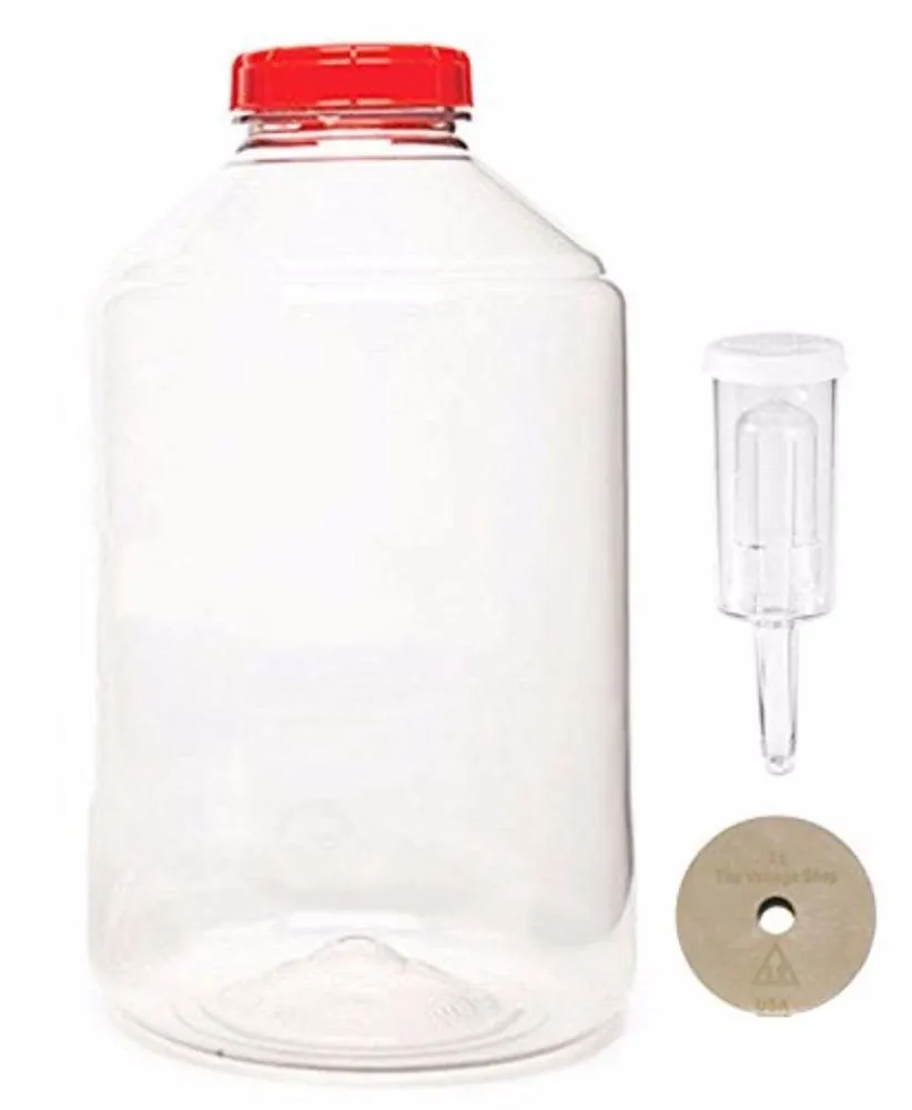 Vintage Shop - HOZQ8-1259 7 gal Fermonster Wide Mouth Carboy With #10 Drilled Stopper and Twin Bubble Airlock