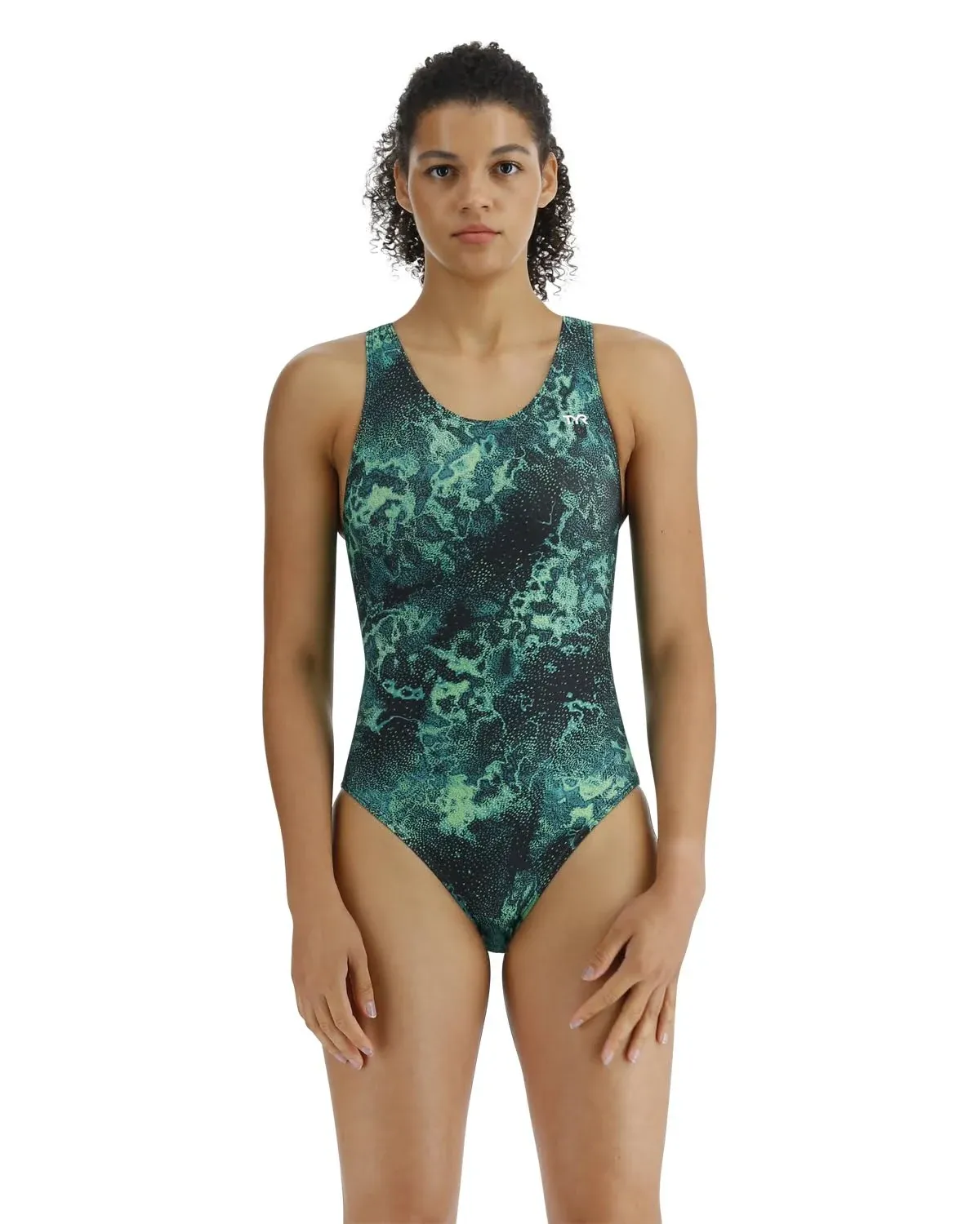 TYR Girls' Diploria Maxfit One Piece Swimsuit - Green - Swimoutlet.com