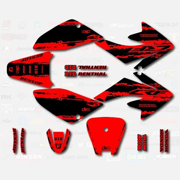 Black Red Slick Graphic Kit Fit Honda 04-19 CRF70 Shroud Decal CRF 70 80 100