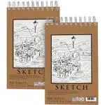 U.S. Art Supply 5.5&#034; x 8.5&#034; Premium Spiral Bound Sketch Pad,