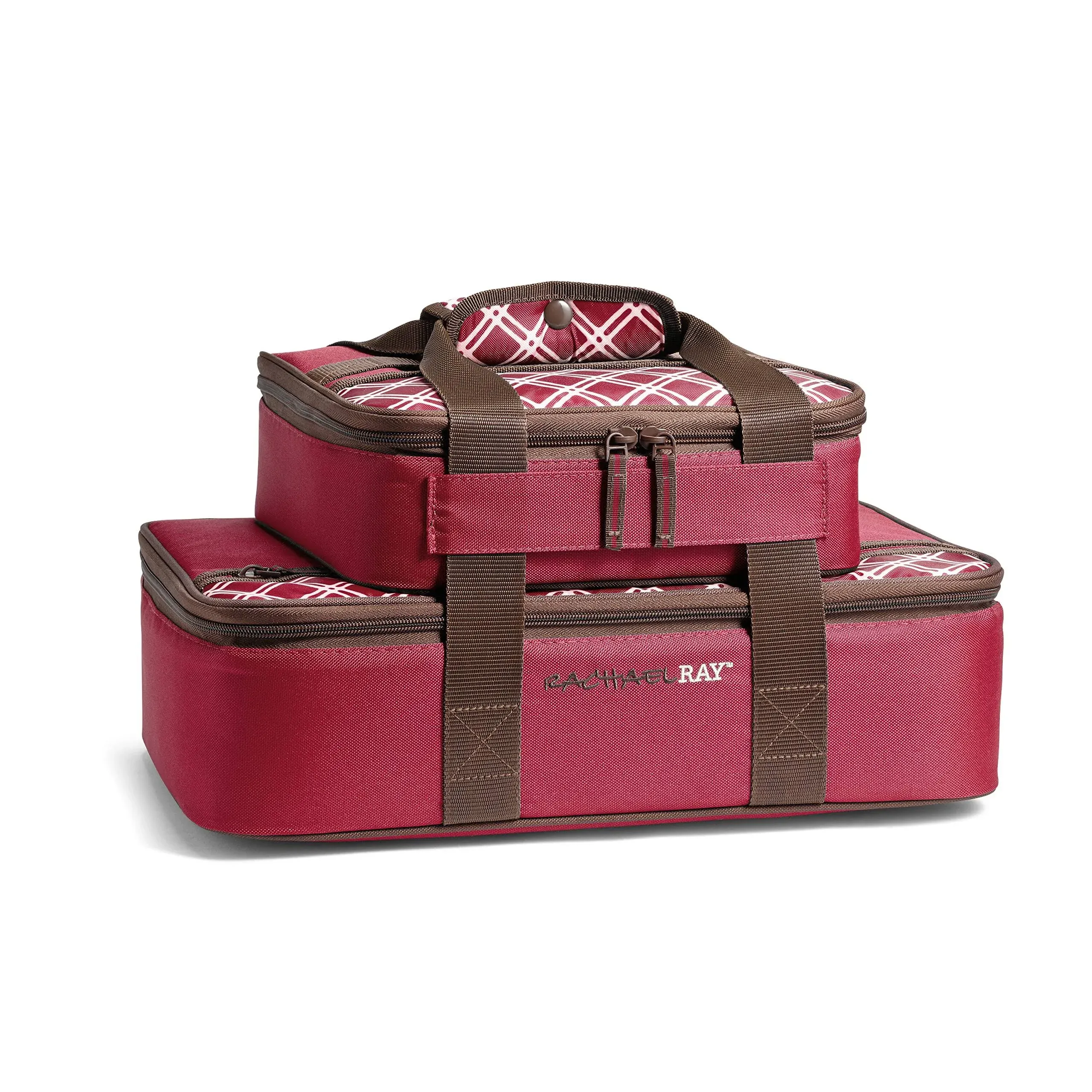 Rachael Ray Lugger Duo, Insulated Casserole Carrier for Hot or Cold Food, Thermal Lasanga Lugger Tote for Pockluck, Parties, Picnic, and Cookouts, Fits 9" x 13" Baking Dish, Burgundy