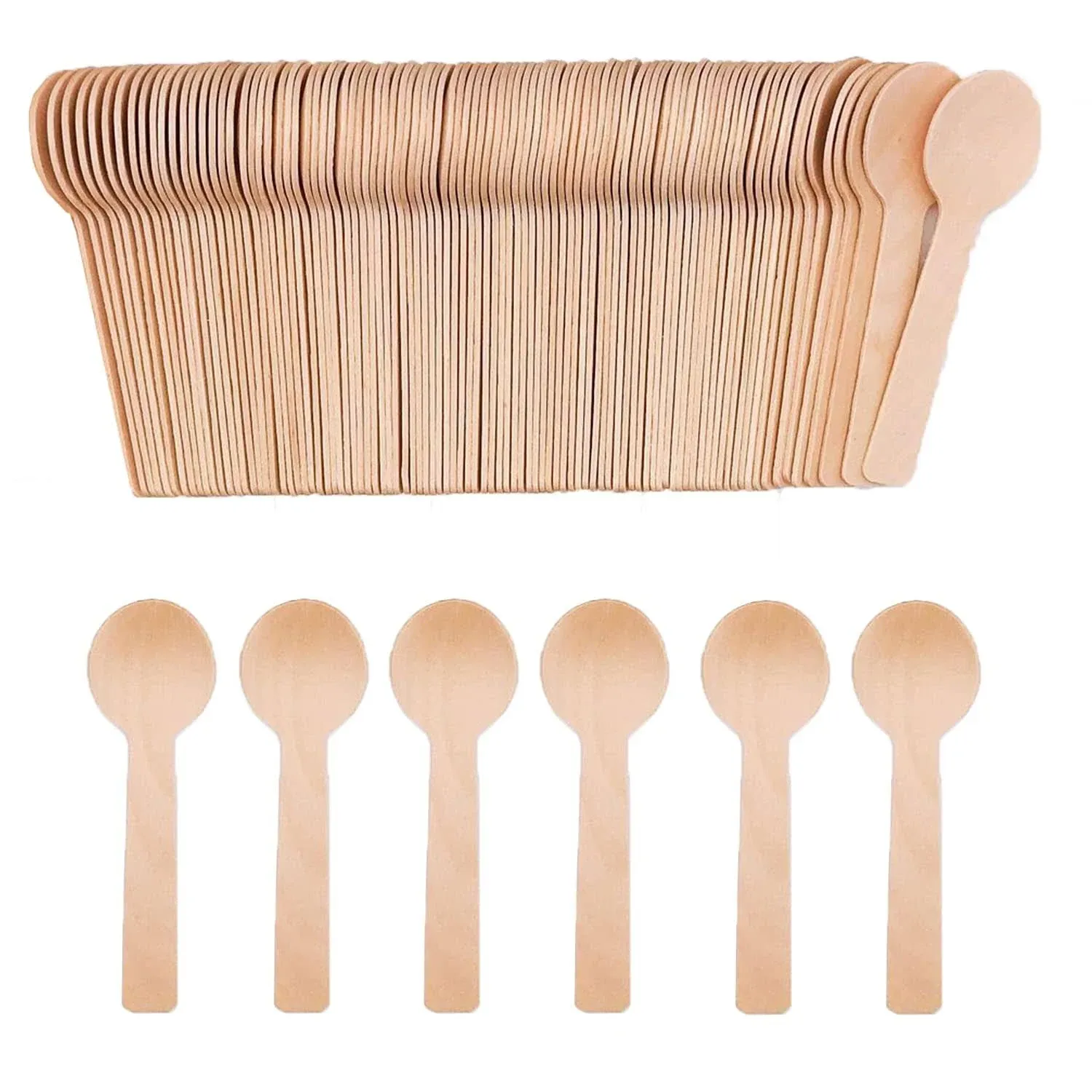 200pcs Mini Wooden Spoons,4inch Disposable Wooden Ice Cream Dessert Spoons ...