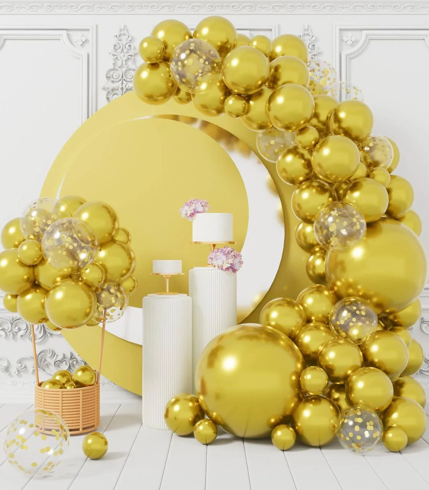 AULE 100Pcs Metallic Gold Balloons Different Sizes 18/12/10/5 inch, 