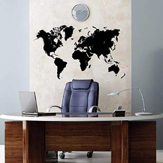 World Map Earth Wall Decal Sticker Atlas Globe Art #1248 (28&quot; High x 49&quot; Wide)