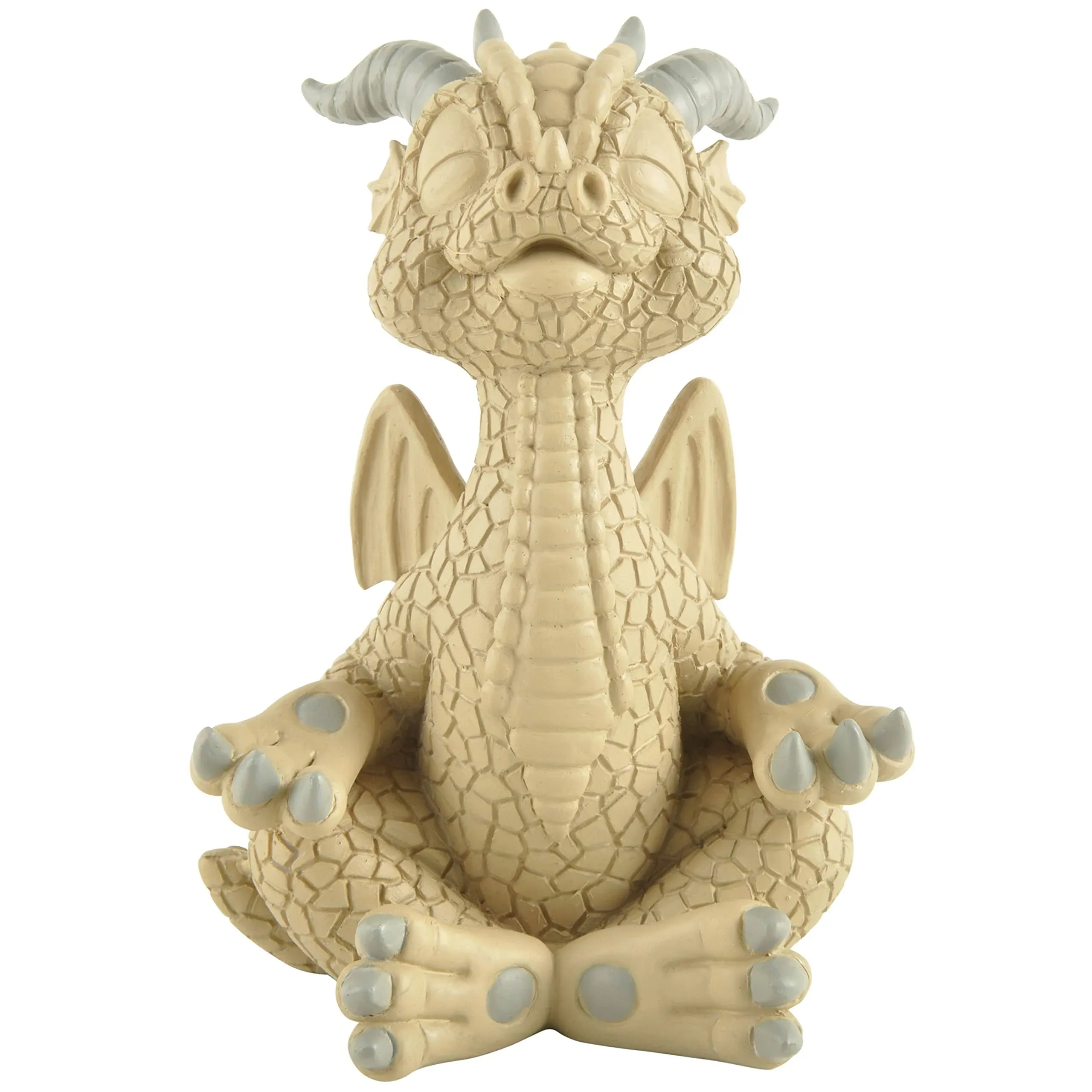 Happy Beige Dragon Meditating Buddha Collectible Figurine Fantasy Statue *NEW