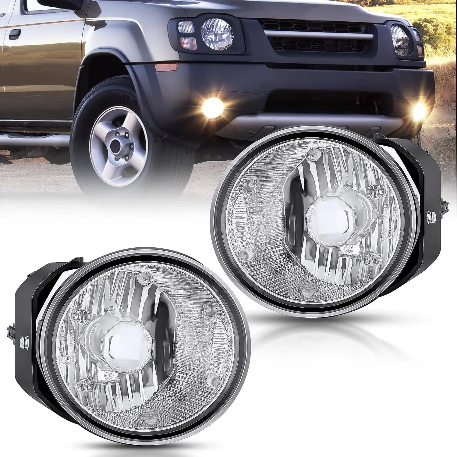 Nilight Fog Light Assembly Compatible with 2000 2001 Nissan Maxima 2000 2001 2002 2003 Nissan Sentra&Frontier 2002 2003 2004 Nissan Xterra with Clear Lens Fog Lamps Replacement