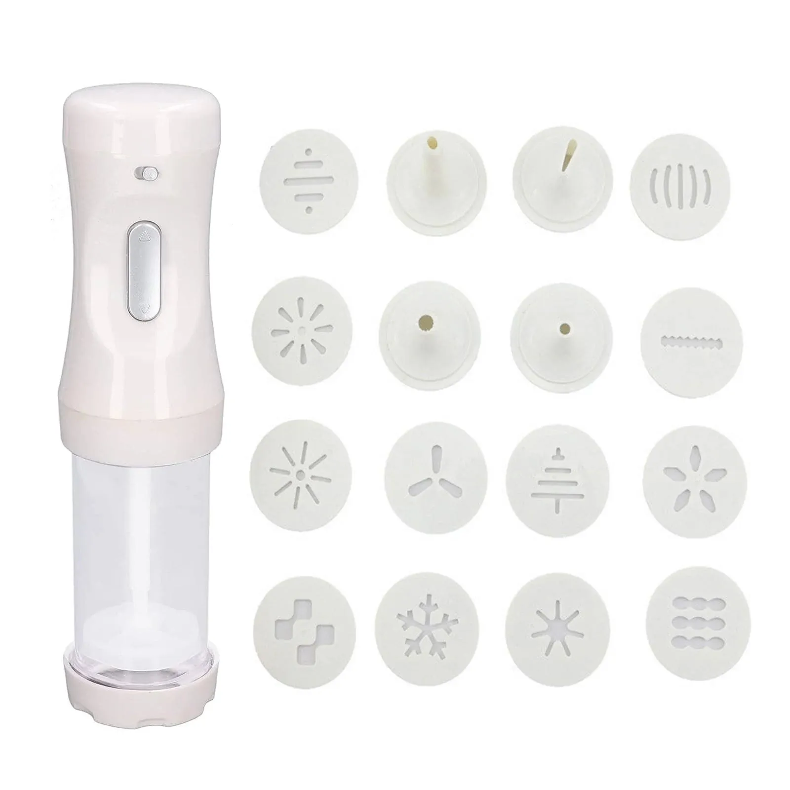 Electric Cookie Press Gun,White Barrel Electric Decorating Tool with 12 Molds and ...