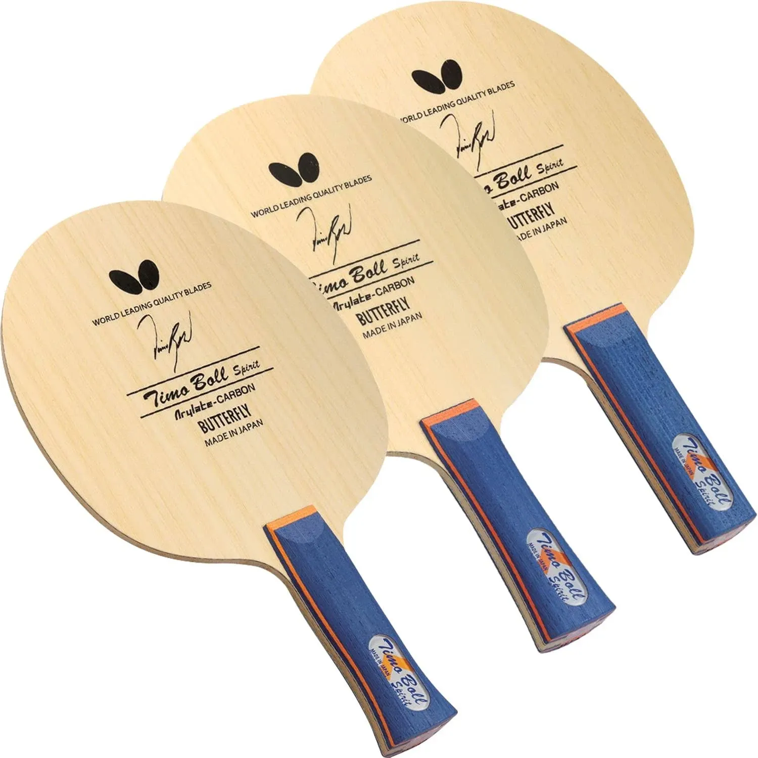 Butterfly Timo Boll Spirit Table Tennis Blade - Arylate-Carbon Fiber Blade - Professional Butterfly Table Tennis Blade - Available in AN, FL, and ST handle styles - Made in Japan