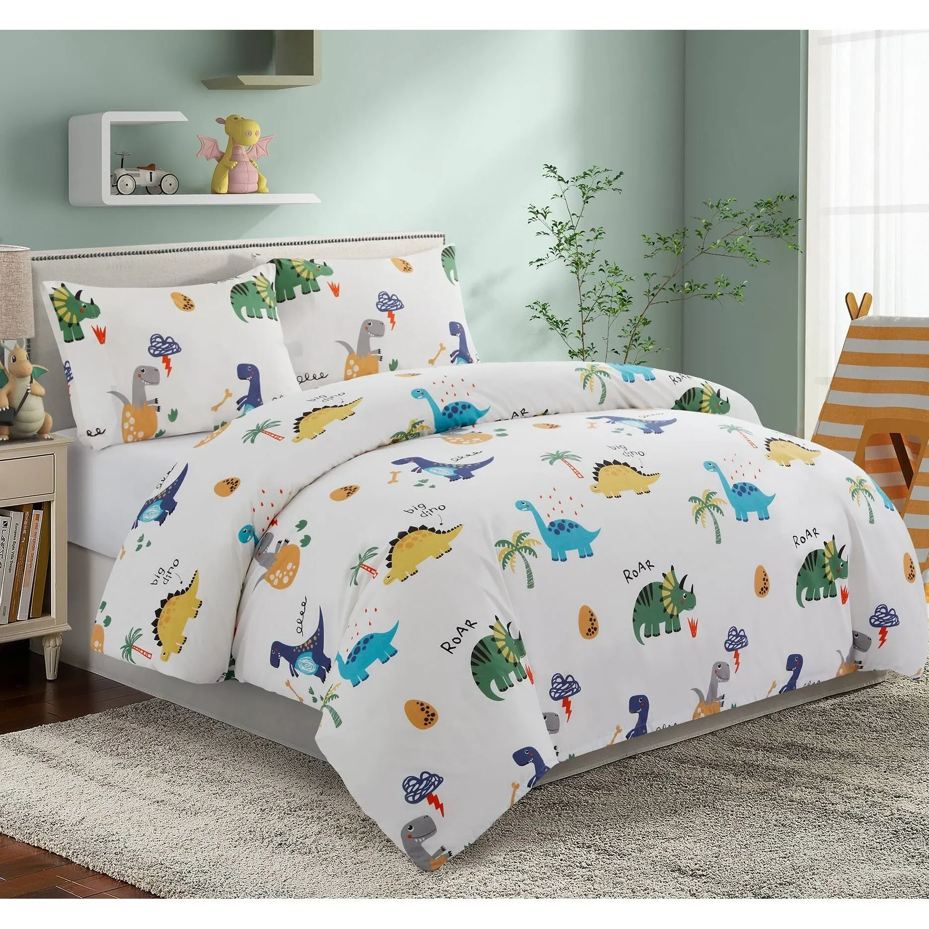 Kids Boys Printed 600 Thread Count Cotton Blend Percale Duvet Cover Fitted Sheet ...