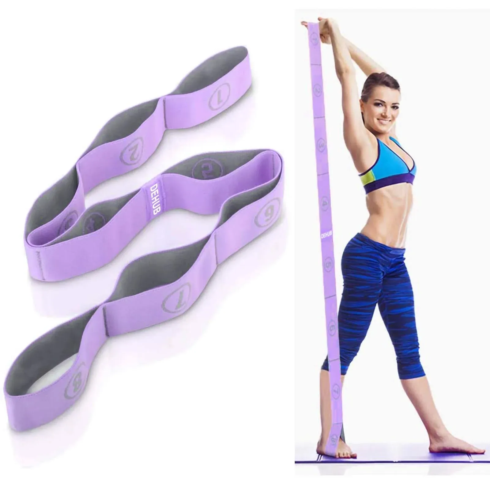 Stretch Strap, Elastic Yoga Stretching Strap, Multi-Loop for Physical Therapy