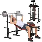 Adjustable Olympic Weight Bench - Bench Press Set with Preacher Curl Pad Leg ...