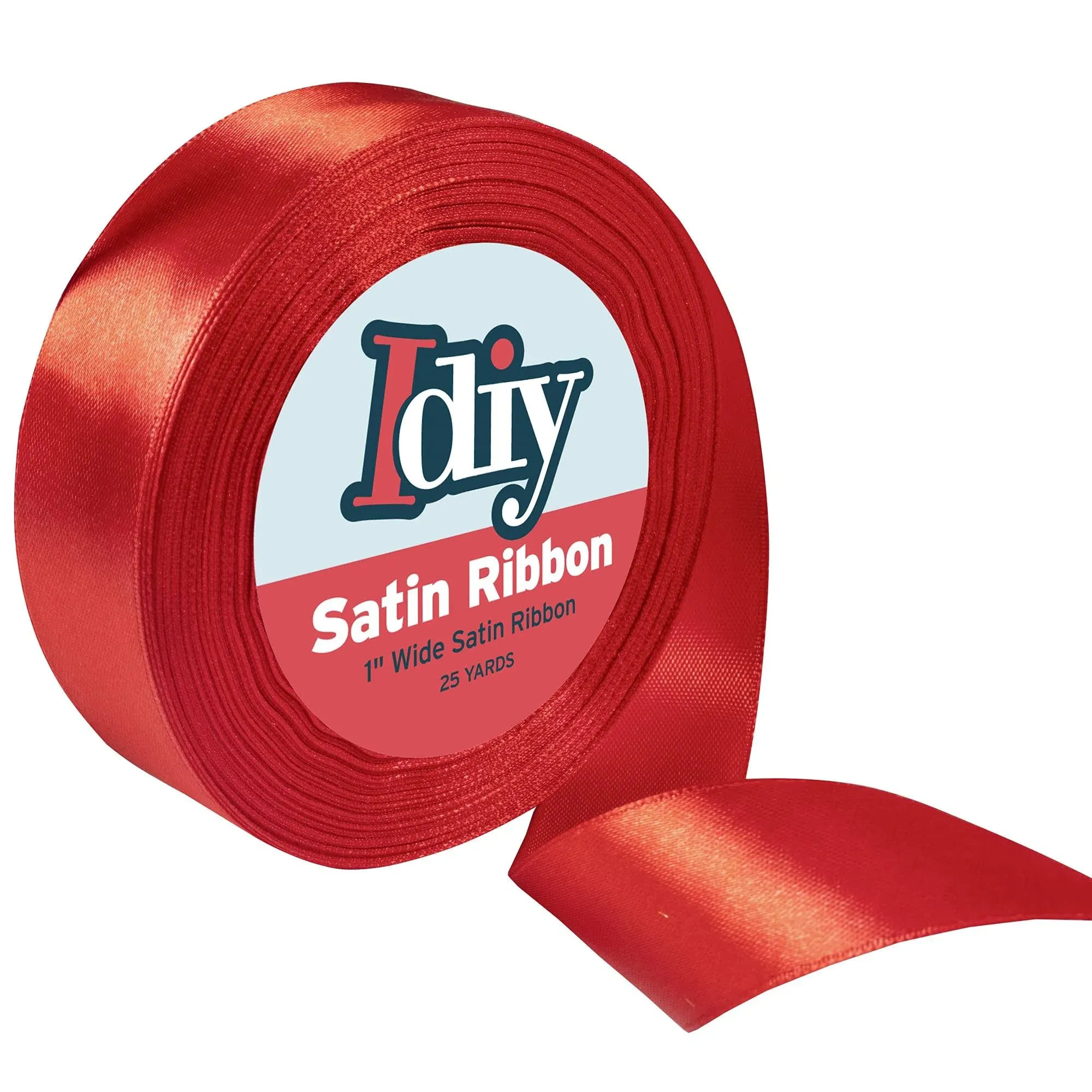 Idiy Satin Ribbon - 1 inch, 25 Yards (Red) - Great for DIY Crafts, Gift Wrapping ...