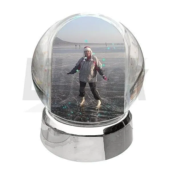 Mini Photo Snow Globe with Silver Base