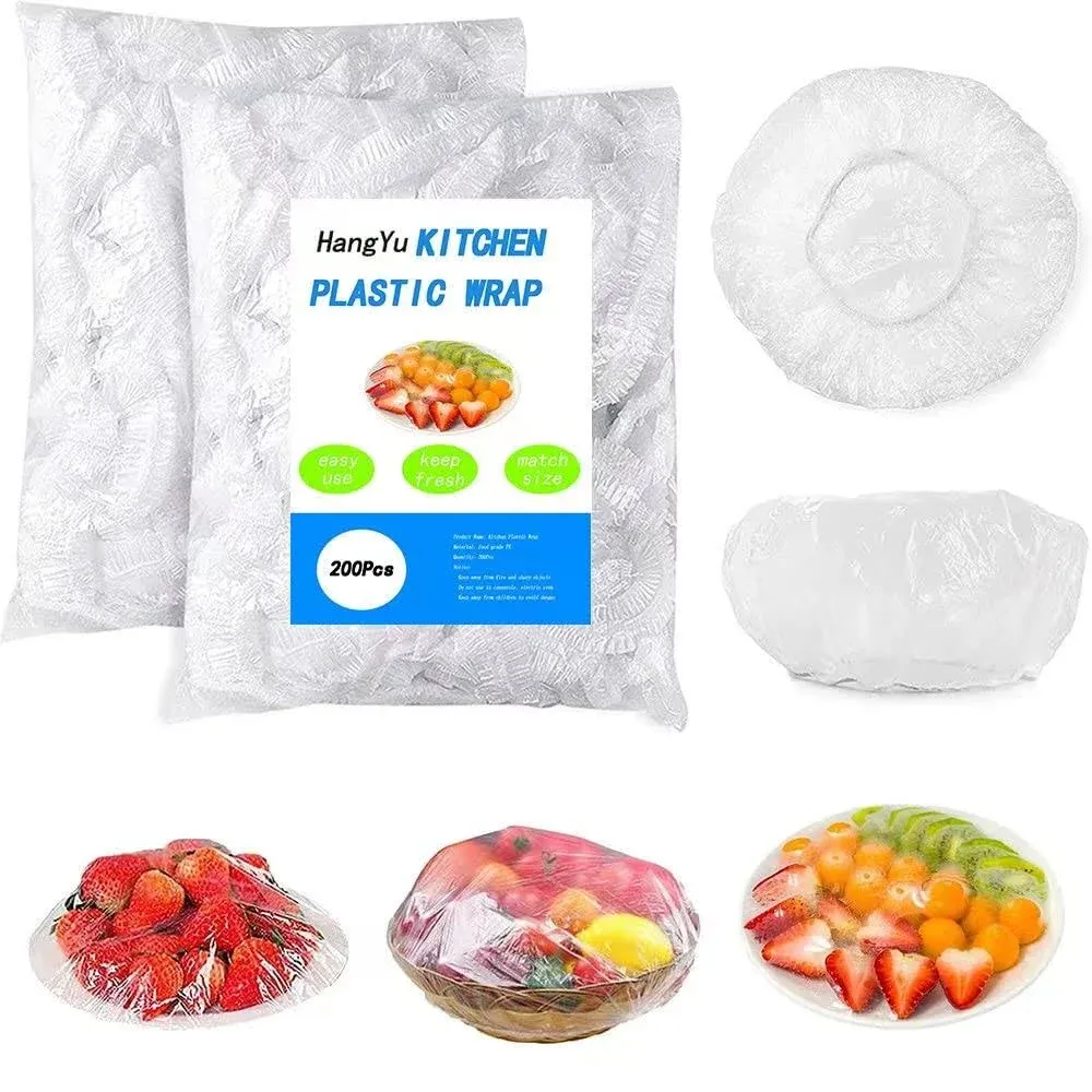 HangYu 200Pcs Plastic Bowl Covers Elastic Wrap Cover Fresh Keeping Bag Bread Bowl Cover Sourdough Cover Banneton Covers for Proofing Rising