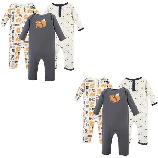 Hudson Baby Cotton Coveralls, Forest 6-Piece 0-3 Months