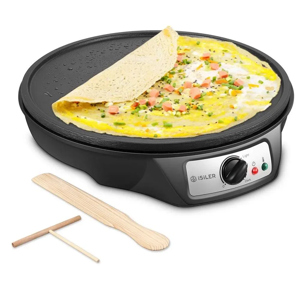 Electric Crepe Maker iSiLER Nonstick Electric Pancakes Maker Griddle 12 inche...