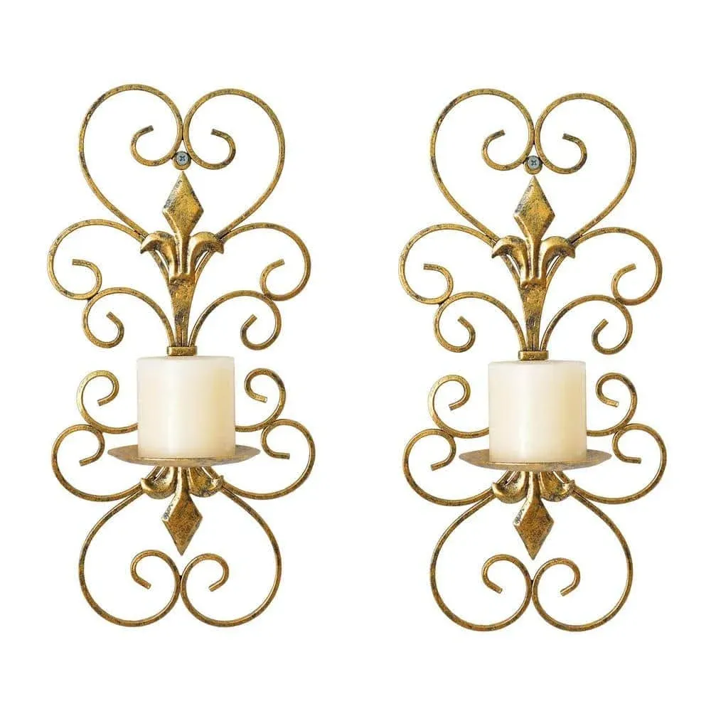 Set of 2 Wall Sconces Candle Holders Metal Wall Decoration Hanging Wall Mount...