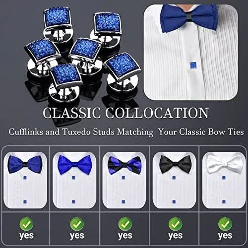 HAWSON Gentlemen's Cufflink for Men with 4/6 pcs Shirt Studs Set, Cuff Links with Tuxedo Shirt Studs for Weddling, Party