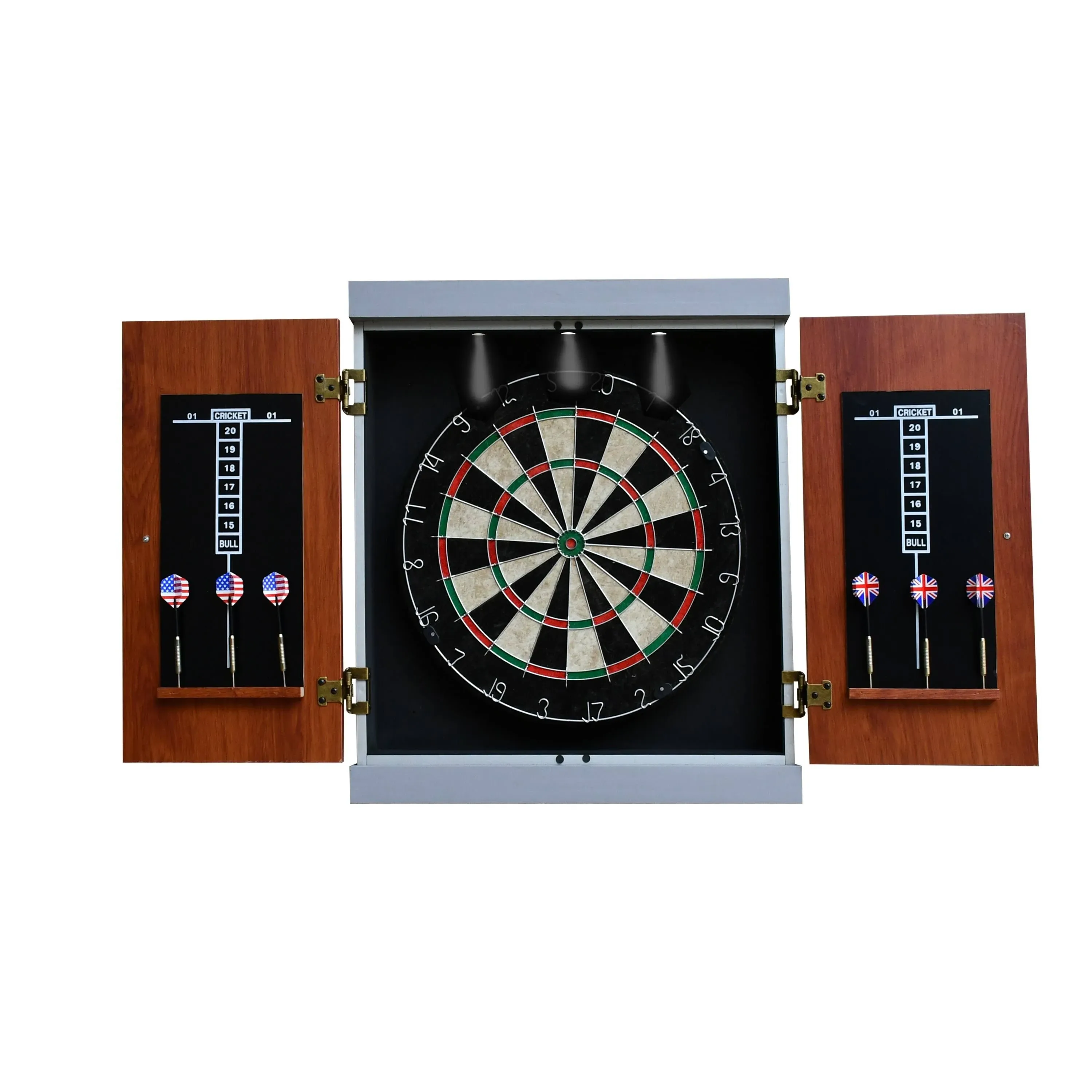 Hathaway Geneva Dartboard and Cabinet Set Woodgrain