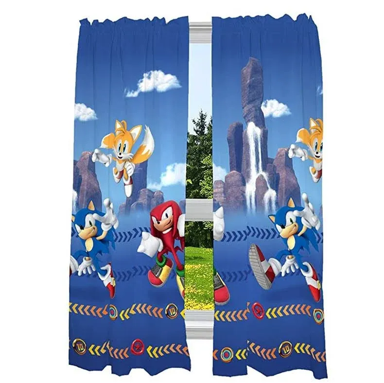 Franco Kids Room Window Curtain Panels Drapes Set, 82 in x 63 in, Sonic The Hedgehog