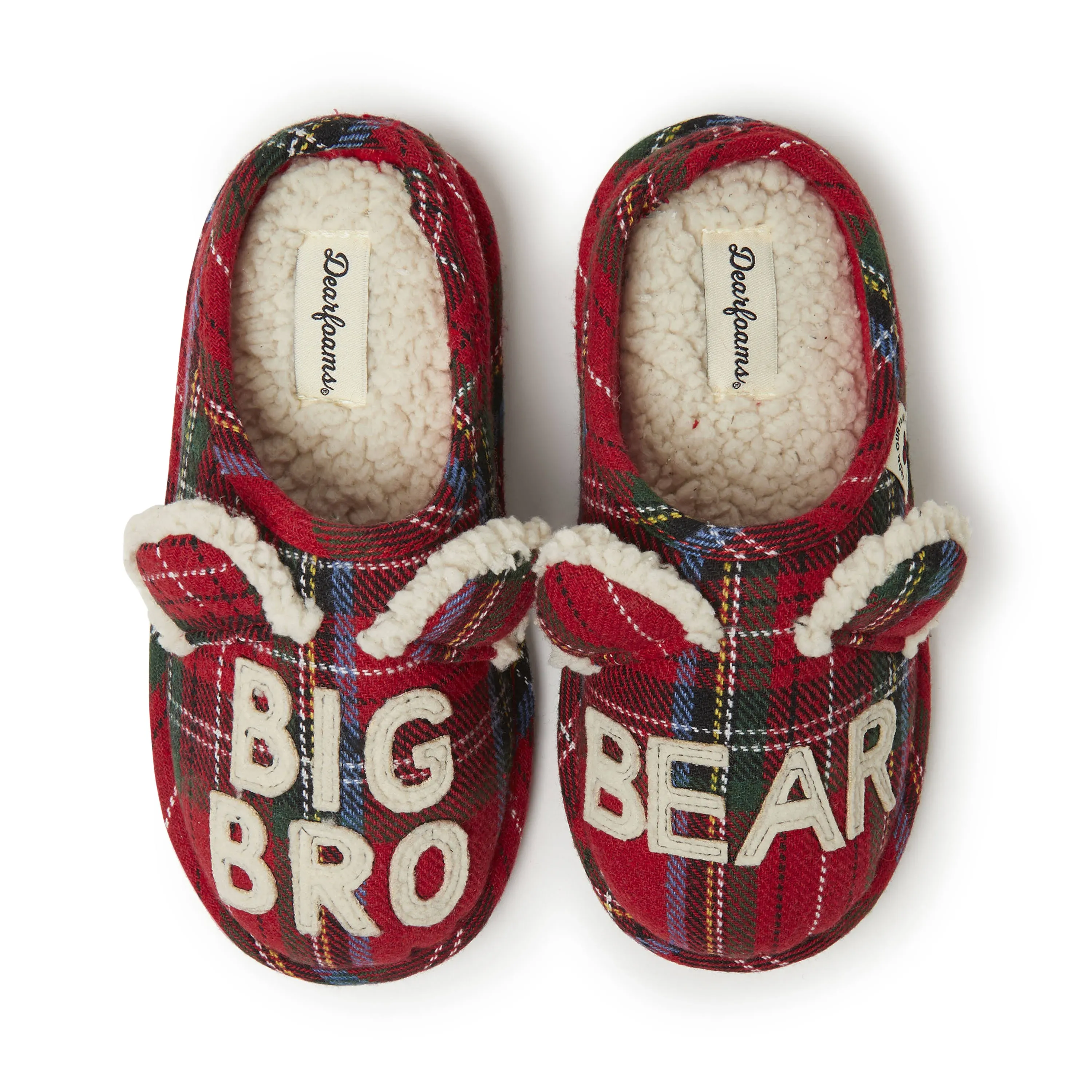 Dearfoams Kids Lil Bear Plaid Clog Slipper