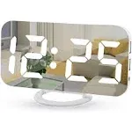 Digital Alarm Clock,7&#034; LED Mirror Electronic Clocks,with 2 USB Charging Ports...