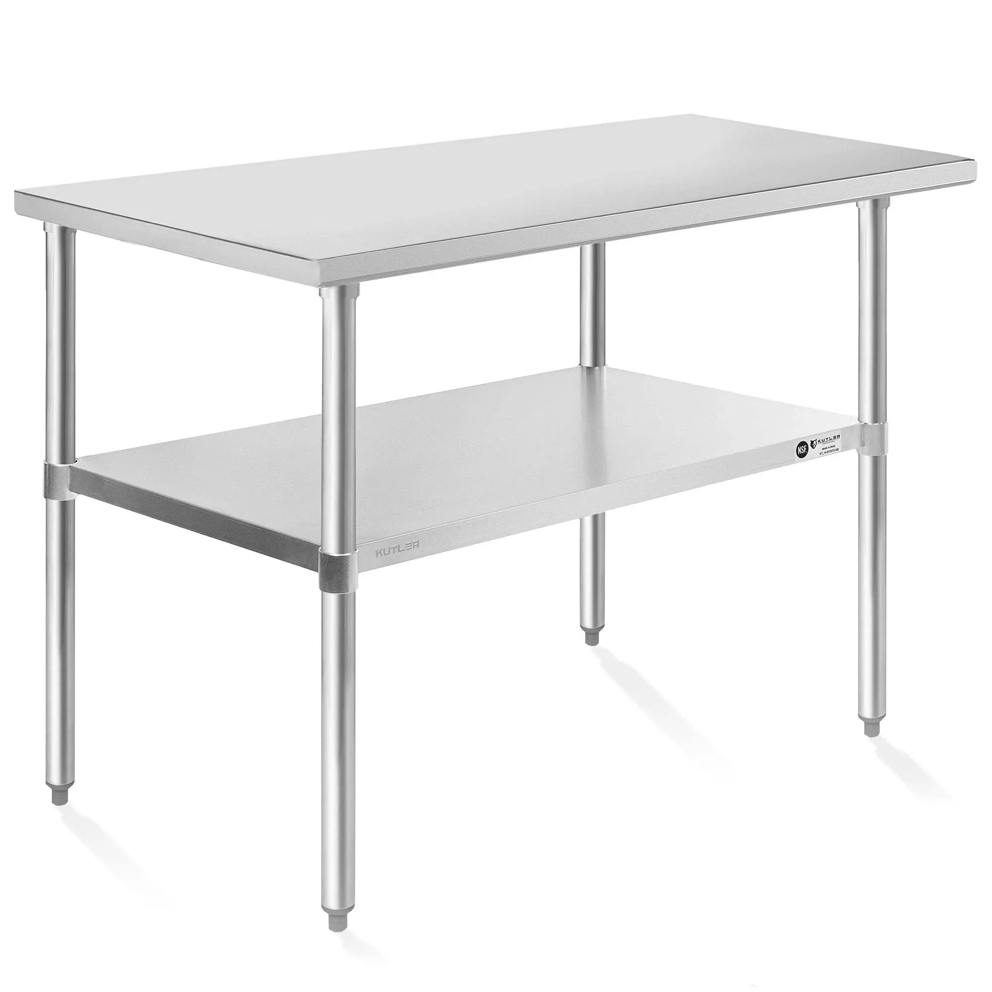 KUTLER Stainless Steel Table for Work and Prep 24 x 72 Inches, NSF Heavy Duty Commercial Kitchen Table for Restaurant