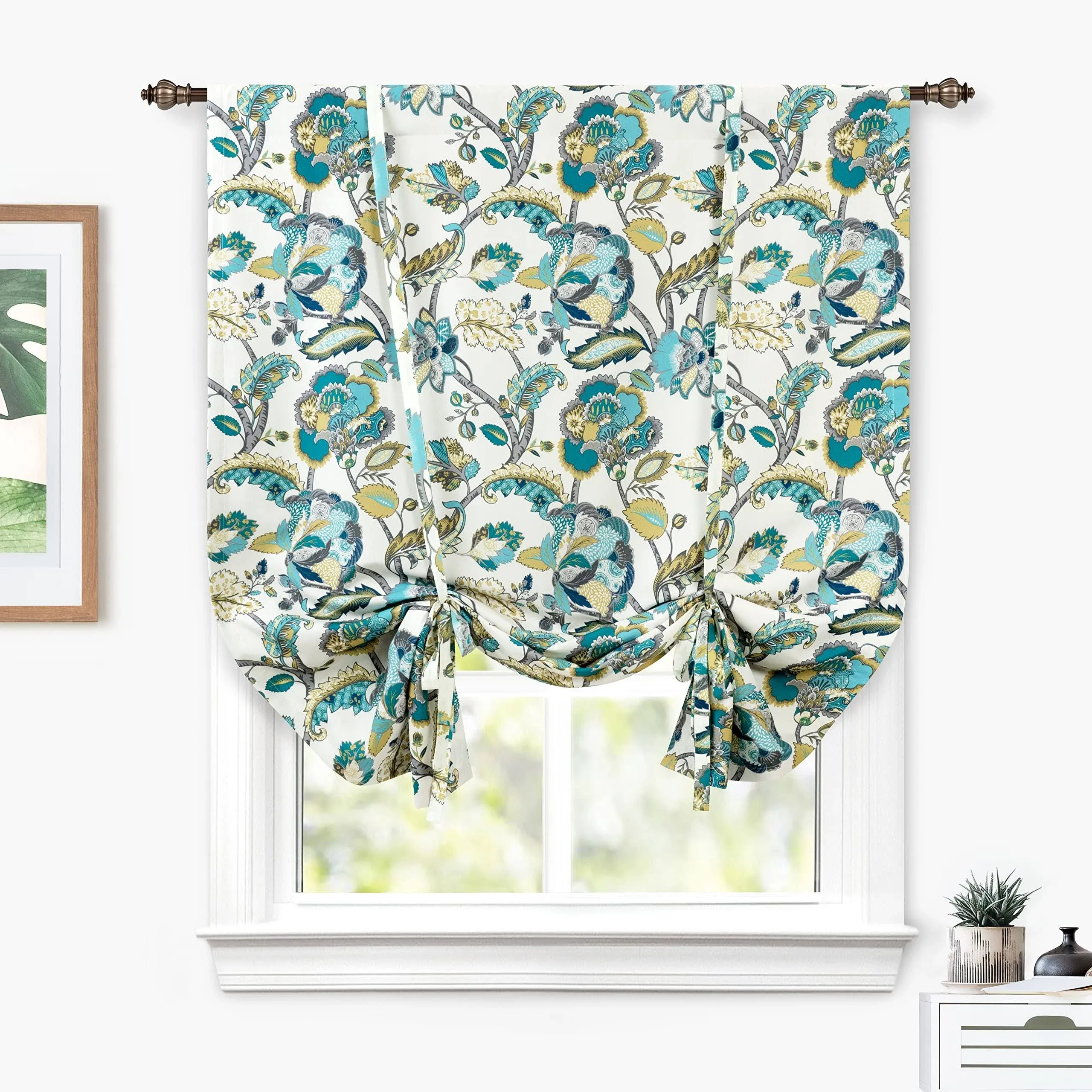 DriftAway Layla Tie Up Curtain for Kitchen 63 Inches Long Adjustable Balloon ...