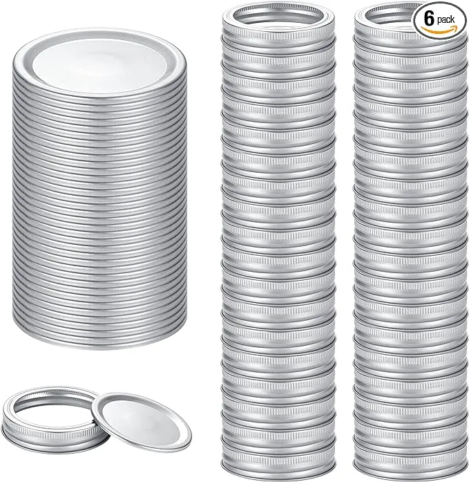 72pcs Canning Lids with Rings Regular Mouth, for Ball, Kerr Jars - Split-Type Metal Mason Jar Lids for Canning - 100% Fit & Airtight for Regular