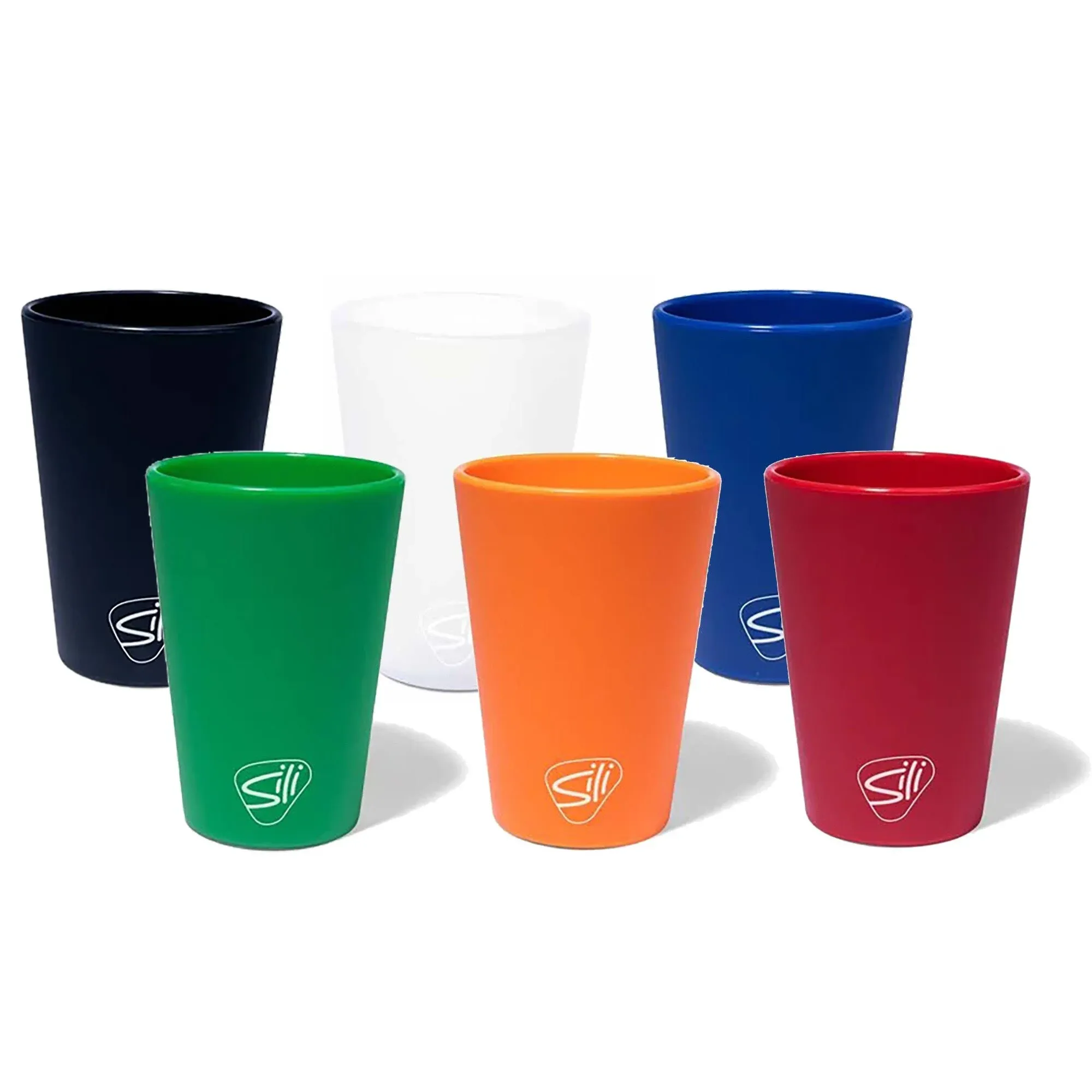 Silipint Silicone 1.5 oz Shot-Glass Set: 6 Pack - Classic Colors -Red, Blue ...