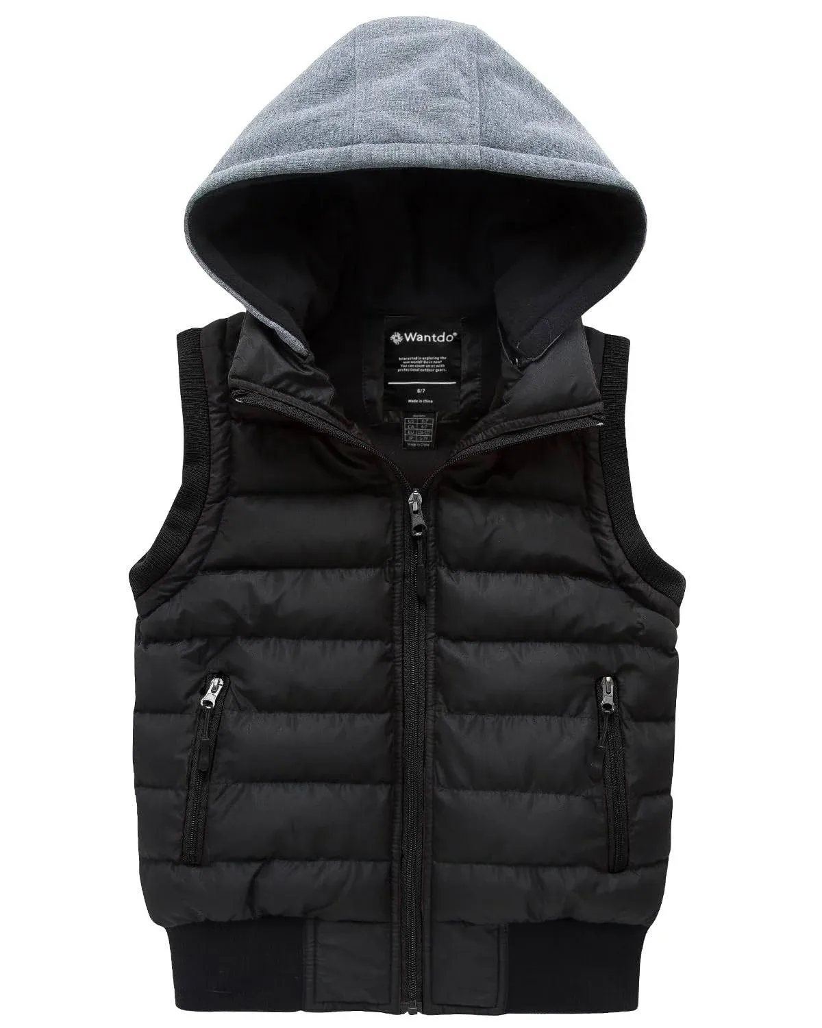 Wantdo Boy&#039;s Winter Puffer Vest Hooded Warm Thick Fleece Lined Jacket Sleeveless