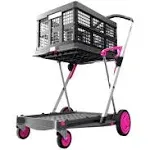 Clax The Original | Made in Germany | Multi Use Functional Collapsible Carts | Mobile Folding Trolley | Shopping Cart with Storage Crate (Pink)