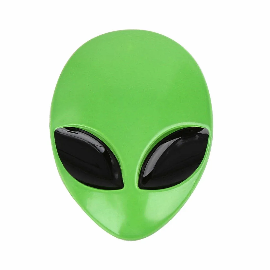 Green 3D Alien Head Shaped Metal Car Body Decorative Emblem Badge Decal Sticker